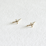 14K Crystal Cross Studs