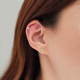 14K Crystal Cross Studs