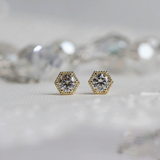 14K Crystal Hexagon Studs