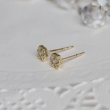 14K Crystal Hexagon Studs