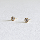 14K Crystal Hexagon Studs
