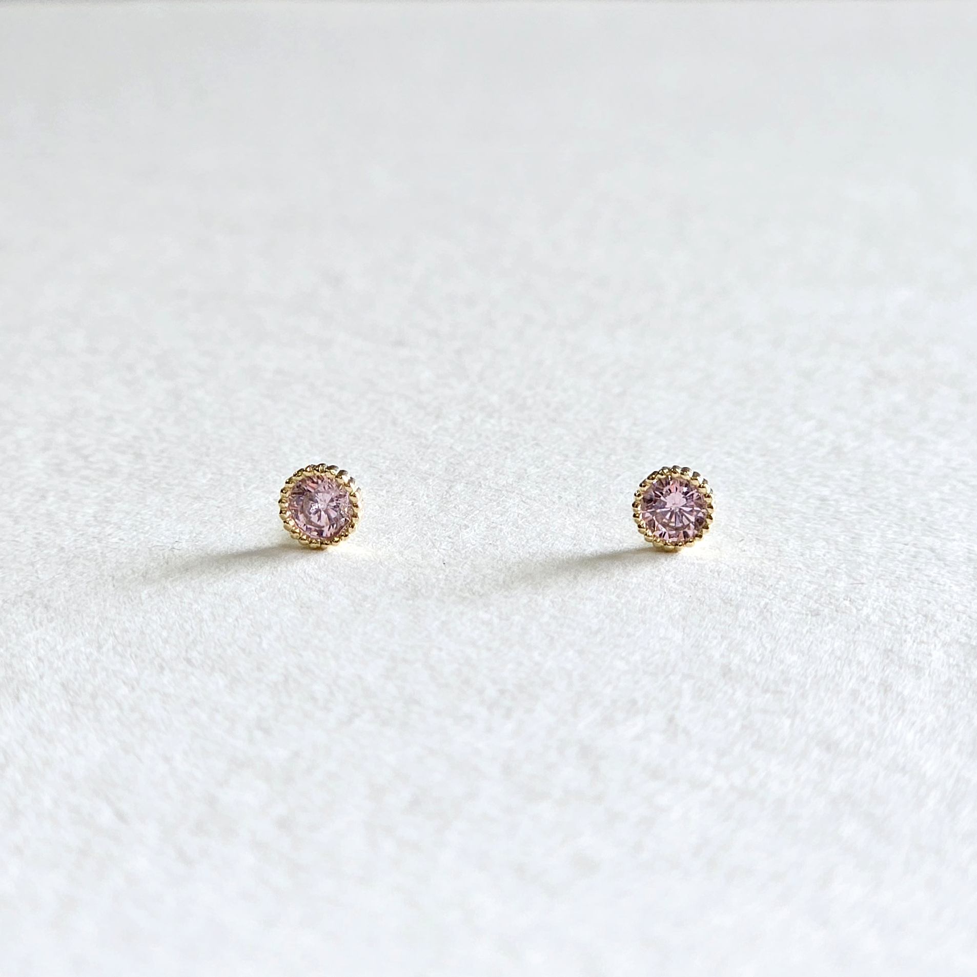 14K Simple Crystal Studs