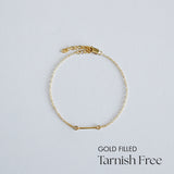 Gold filled bracelet on a light gray background with 'GOLD FILLED Tarnish Free' text.
