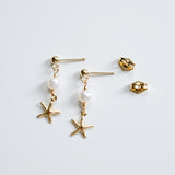 Gold Filled Pearl & Starfish Earrings