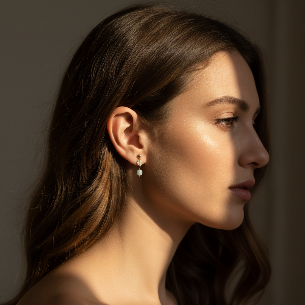 Side profile of a woman with soft lighting