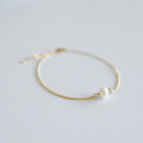 Gold Filled Lune Pearl Bracelet