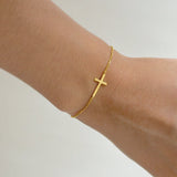Sleek Cross Gold Bracelet