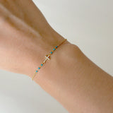 Crystal Cross With Turquoise Bracelet