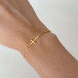 Sleek Cross Gold Bracelet