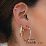 Model styling 27mm and 34mm hoops  for a stacked ear look