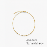 Gold filled necklace on a white background with 'GOLD FILLED Tarnish Free' text.