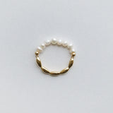 Half Freshwater Pearl Gold Ring
