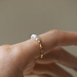 Half Freshwater Pearl Gold Ring