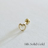 Lil Hollow Heart 14K Solid Gold Cartilage Earring