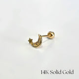 14K Moon Night Cartilage Earring