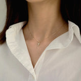 Perla Cross 14K Solid Gold Necklace