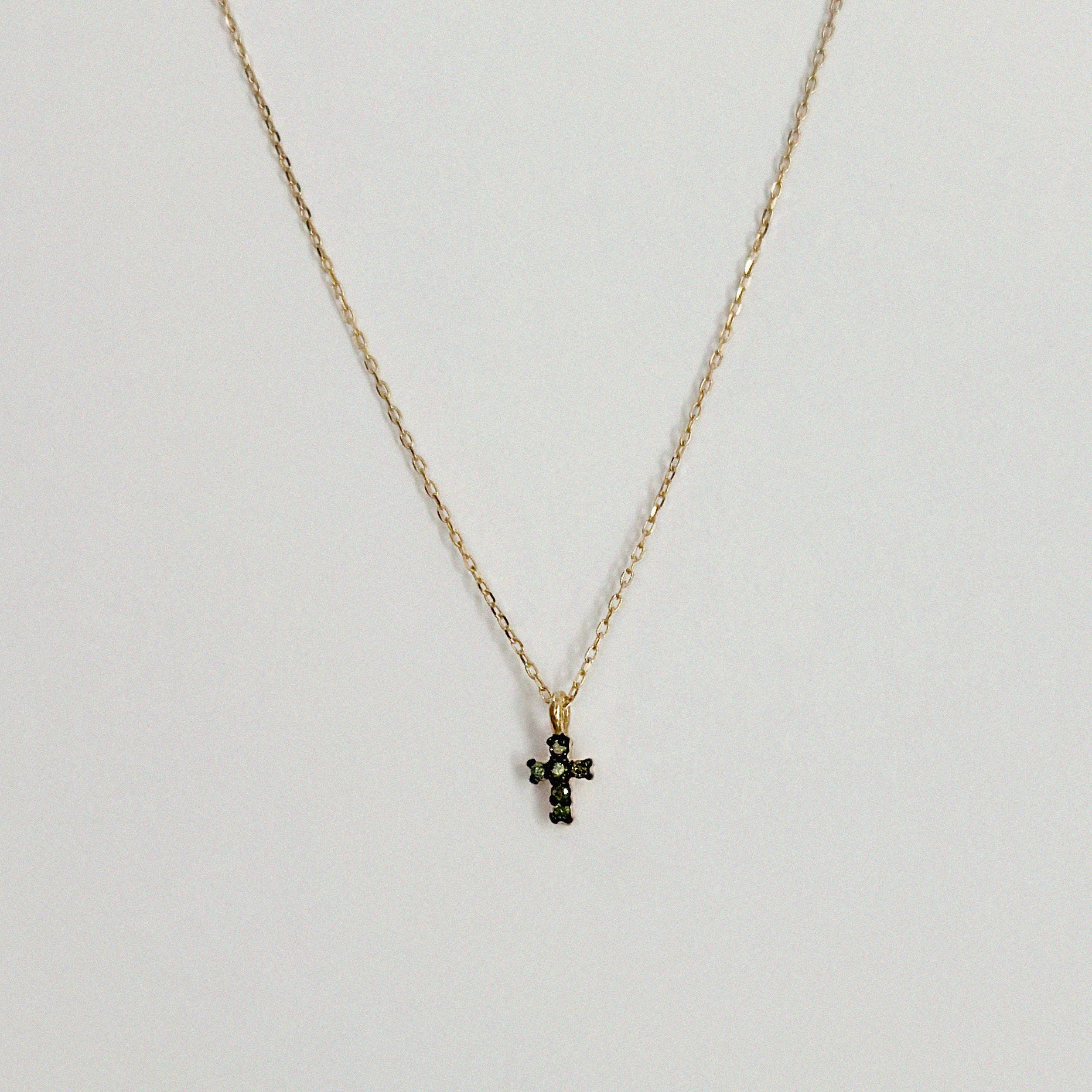 14K Petite Diamond Cross Necklace