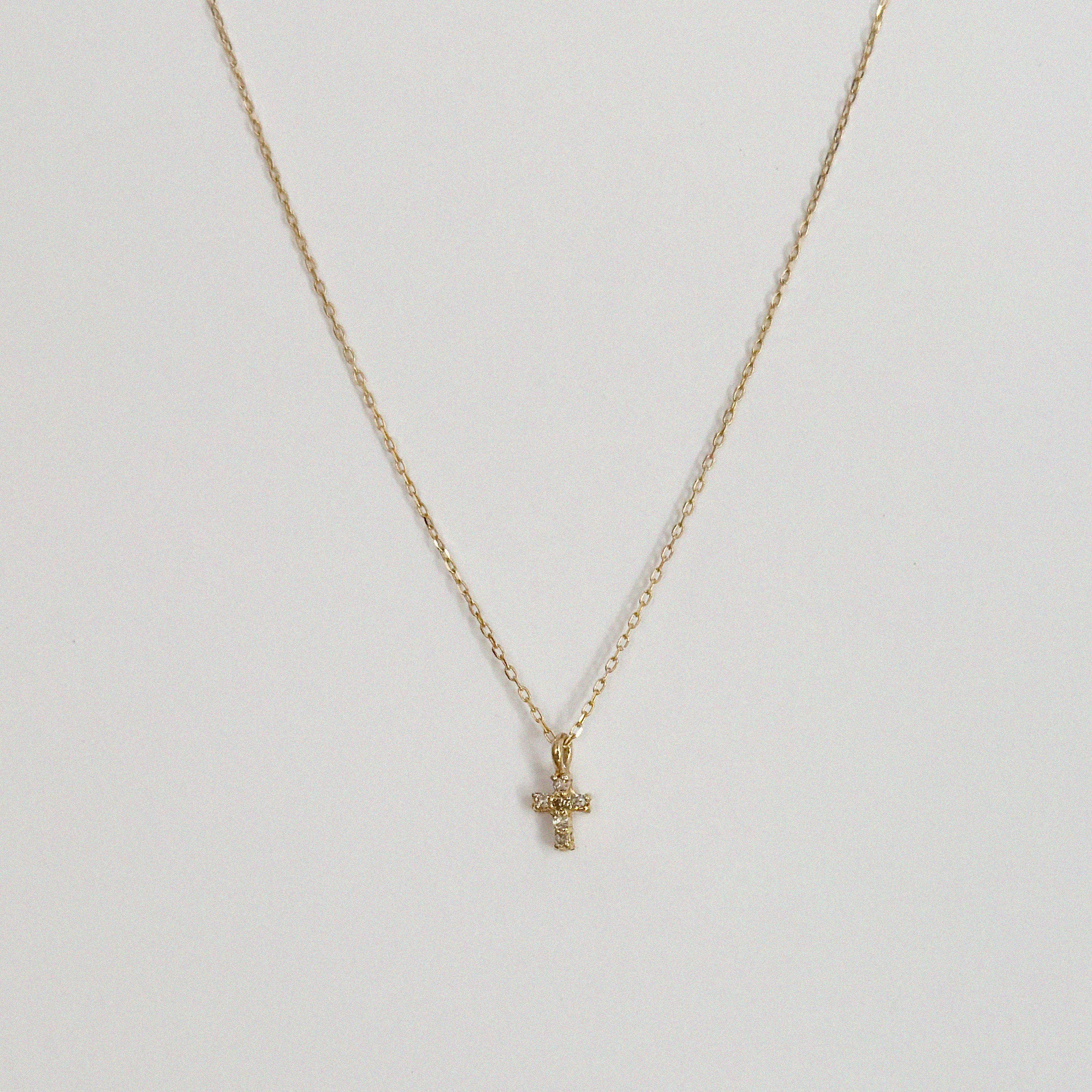 14K Petite Diamond Cross Necklace