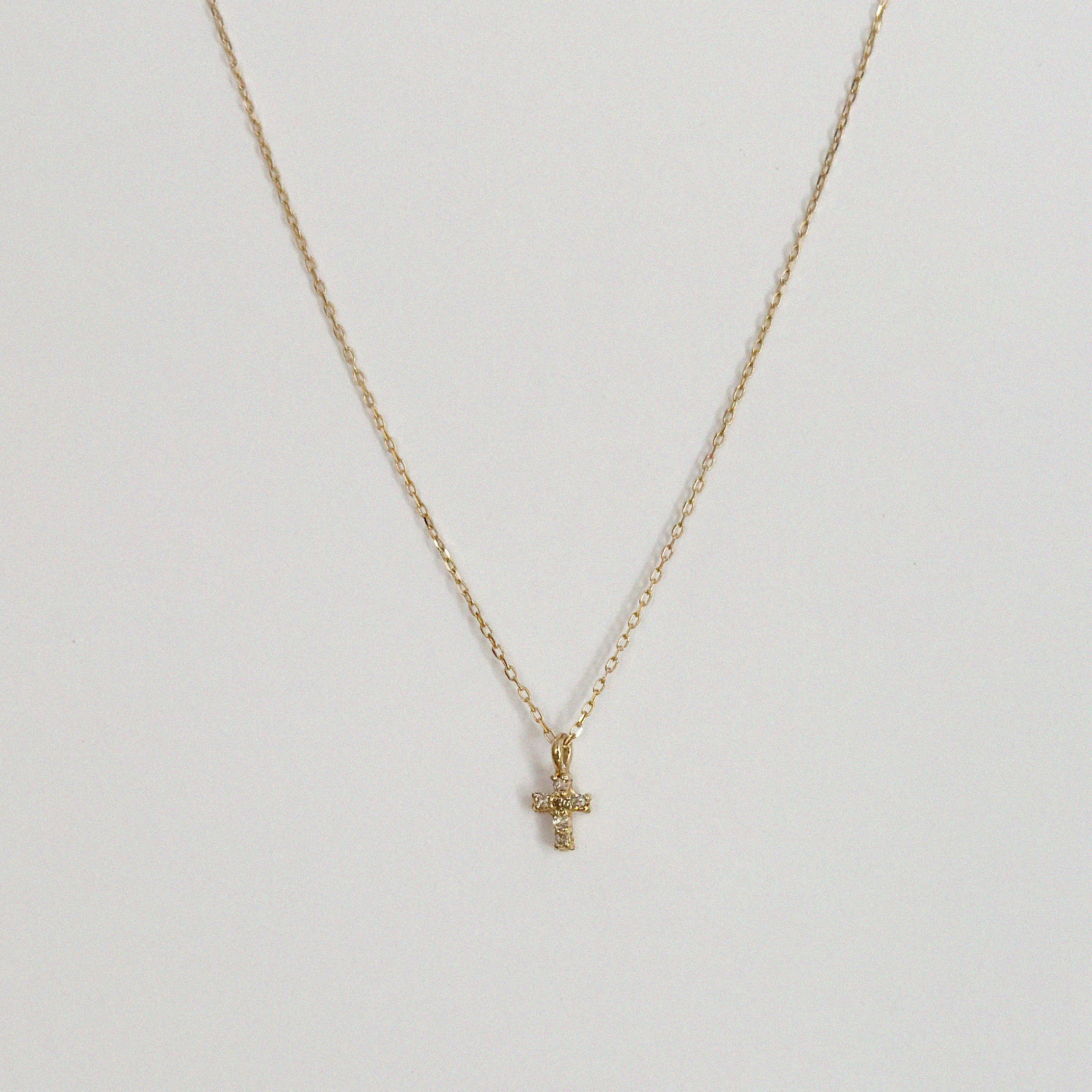 Diamond Cross 14K Solid Gold Necklace