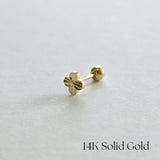 14K Shiny Clover Cartilage Earring