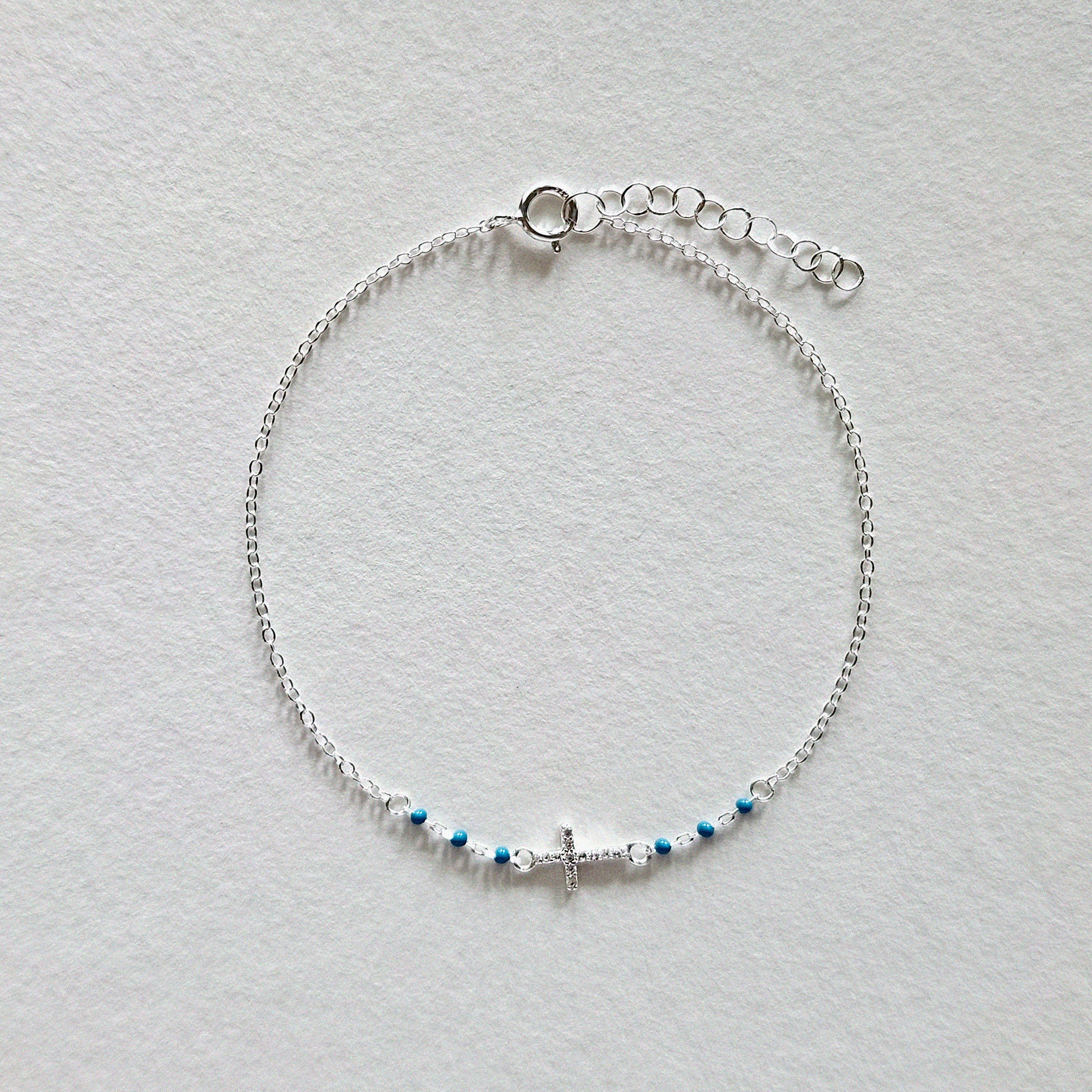 Crystal Cross With Turquoise Bracelet