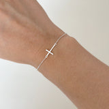 Sleek Cross Silver Bracelet