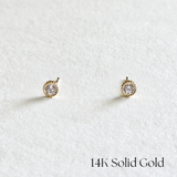 14K Simple Crystal Studs