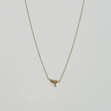 Leaf With Crystal 14K Solid Gold Necklace