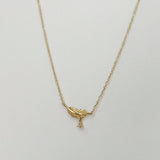 14K Leaf With Crystal Necklace