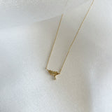 Leaf With Crystal 14K Solid Gold Necklace