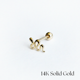 Sleek Snake 14K Solid Gold Cartilage Earring