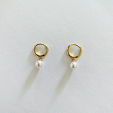 Simple Pearl Huggie Earrings