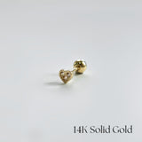 14K Tiny CZ Heart Cartilage Earring