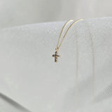 14K Tiny Diamond Croce Necklace