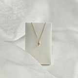 14K Tiny Diamond Croce Necklace