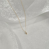 14K Tiny Diamond Croce Necklace