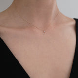 14K Tiny Diamond Croce Necklace
