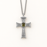 Eden Cross Necklace in Silver with labradorite, front view