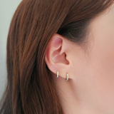 14K Crystal Huggie Hoop