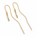 Lumi Pearl gold filled threader earrings – pair laid flat showing wire-wrapped connections