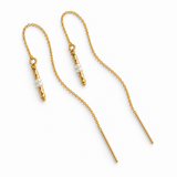 Lumi Pearl gold filled threader earrings – pair laid flat showing wire-wrapped connections