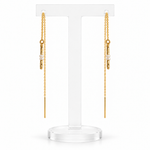 Lumi Pearl gold filled threader earrings – front view with hand-wrapped wire finishing