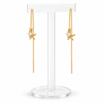 Tide Starfish gold filled threader earrings – angled view with handmade wire-wrapped connections