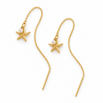 Tide Starfish gold filled threader earrings – pair laid flat showing wire-wrapped connections