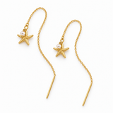 Tide Starfish gold filled threader earrings – pair laid flat showing wire-wrapped connections