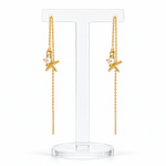 Tide Starfish gold filled threader earrings – front view with hand-wrapped wire finishing
