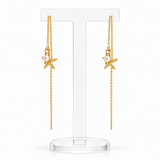Tide Starfish gold filled threader earrings – front view with hand-wrapped wire finishing