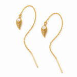 Willow Leaf gold filled threader earrings – pair laid flat showing wire-wrapped connections
