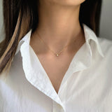Close-up of cubic zirconia pendant shining subtly against the skin
