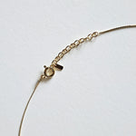 Close-up of the necklace clasp and extension chain showing polished finish and fine link structure